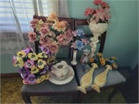 Chairs, Vases, Faux Flowers