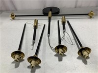 GOLD HANGING LIGHT WITH GLOBES UNTESTED MISSING A