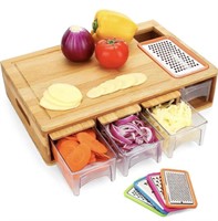 BRITOR BAMBOO CUTTING BOARD WITH 4 CONTAINERS