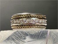 Sterling Cz Eternity Ring Band Substantial Sz 5