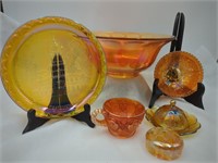 Imperial Marigold Carnival Glass, Open Rose