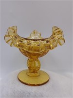 Vintage L.G Wright By Fenton Amber Candlestick