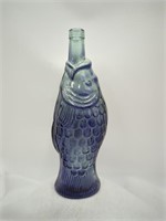 Vintage Purple Stained Glass Bottle Figural Fish