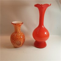 2 MCM colourful vases