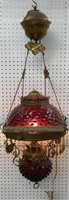 Victorian Aesthetic Hobnail Cranberry Glass Lamp