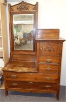 Antique Oak Gentleman's Dresser with Mirror