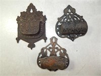 Antique Cast Iron Open Top Match Holders Ornate