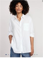 GAP Linen-Blend Boyfriend Shirt for Women