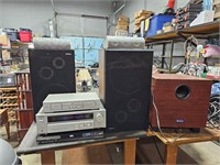 Kenwood stereo tuner, Pioneers speakers, DVD