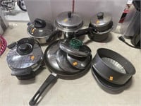 Waffle maker, pots and pans