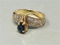 14k gold sapphire & diamond ring