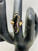 10k gold ring with obsidian stone