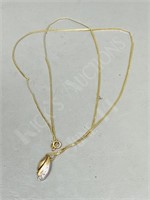 10k gold chain & pendant with diamonds - 3.3g