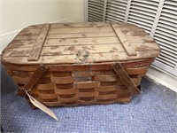 Wooden Picnic Basket-As Is