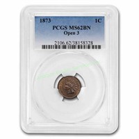 1873 Closed 3 MS 62 Brown PCGS Indian head 1c