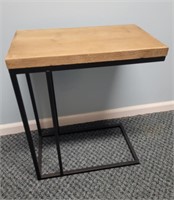 Metal and wood side table. 24×11½×20