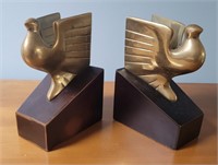 Bookends. Wood and brass