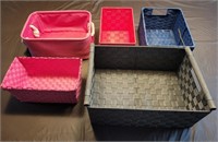 Assorted storage baskets. Assorted colors and