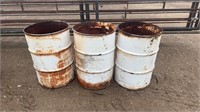 3 - 50 Gallon Metal Burn Barrels