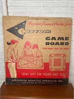 VTG CARROM DOUBLE SIDED GAME BOARD WOOD (WITH BOX)