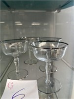 Vintage Art Deco glassware with silver trim