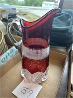 Red/Clear glass pitcher