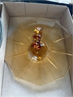 Vintage amber depression glass tray
