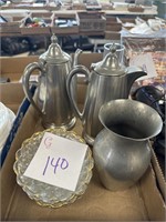Pewter teapot and more