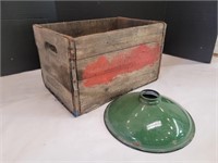 Primitive Wood Crate & Porcelain Enamel Globe 10"w