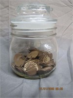 Assorted Collection of Coins in Glass Jar