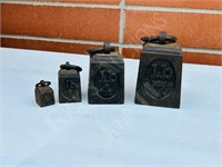 4 Antique cast metal scale weights