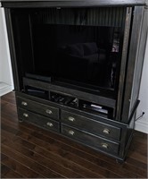 LG OLED55C1PUB TV w/ cabinet, soundbar, remotes &