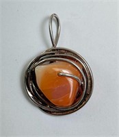 Sterling Wire Wrapped Agate Pendant 10 Grams
