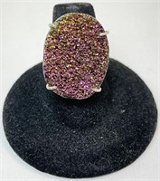 Sterling Purple Druze Ring (Unique) 10 Grams
