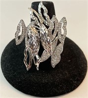 Large Sterling Butterfly Cluster Ring 7 Gr Size 7