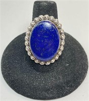 Large Sterling Lapis Lazuli Ring 9 Grams Size 9.5