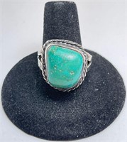 Sterling Navajo Large Turquoise Ring 7 Grams