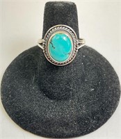 Sterling Turquoise Ring 8 Grams Size 7.5