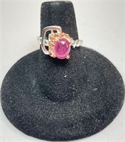 Sterling Pink Opal Ring 3 Grams Size 6
