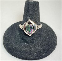 Sterling Marquise Cut Mystic Topaz Ring (Stunning)