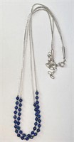 Sterling Liquid Silver Lapis Necklace 21-24"