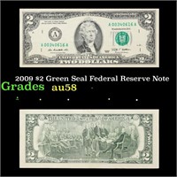 2009 $2 Green Seal Federal Reserve Note Grades Cho