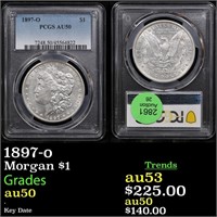 PCGS 1897-o Morgan Dollar $1 Graded au50 By PCGS