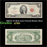 1963A $2 Red seal United States Note Grades xf