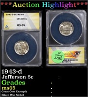 ANACS 1943-d Jefferson Nickel 5c Graded ms65 By AN