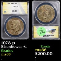 ANACS 1978-p Eisenhower Dollar $1 Graded ms66 By A