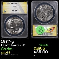 ANACS 1977-p Eisenhower Dollar $1 Graded ms65 By A