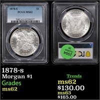 PCGS 1878-s Morgan Dollar $1 Graded ms62 By PCGS