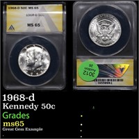 ANACS 1968-d Kennedy Half Dollar 50c Graded ms65 B