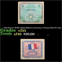 1944 France WWII Allied Military Currency 2 Francs